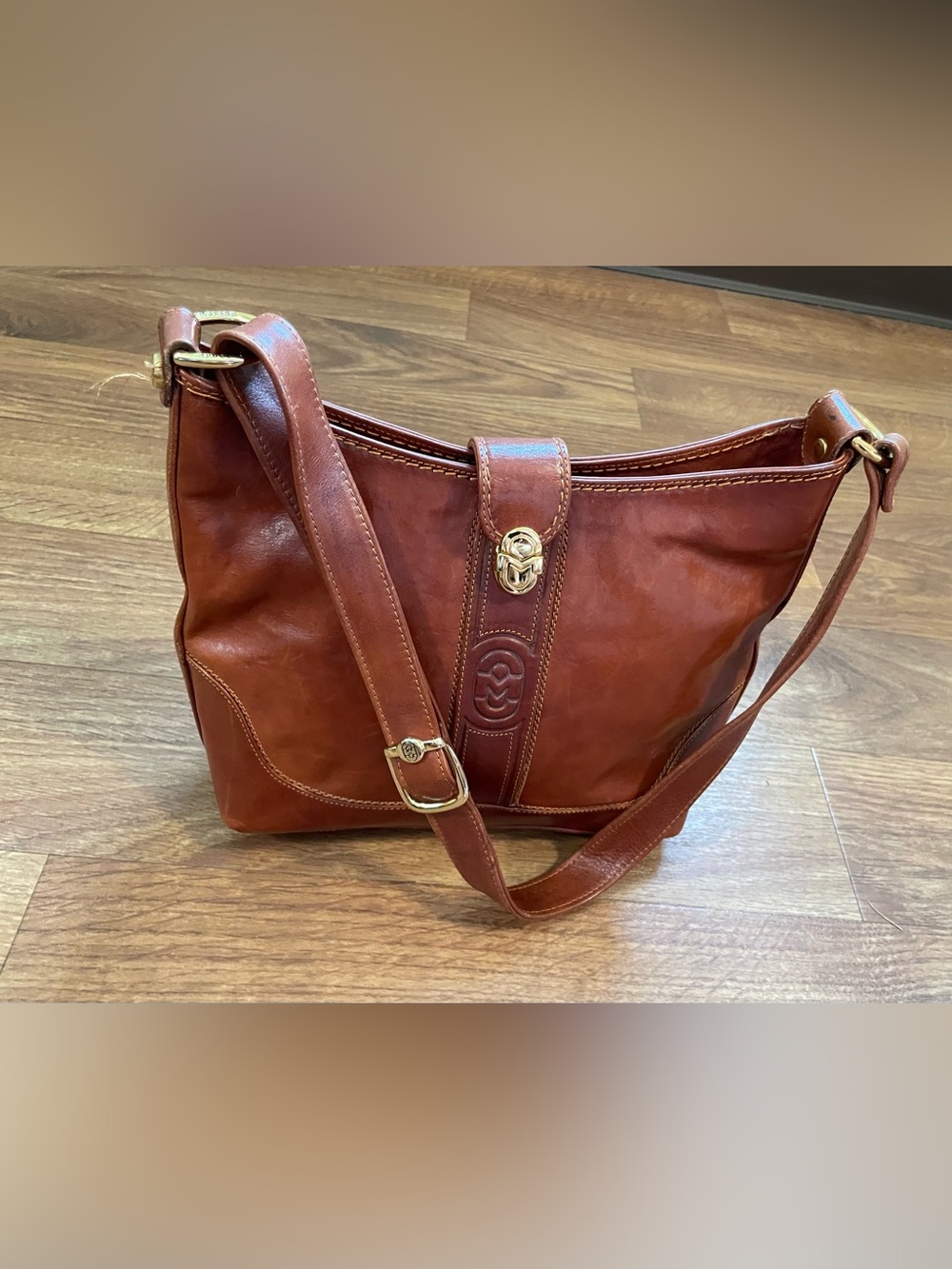 Vintage Marino Orlandi Italy Brown Leather Shoulder Bag Purse Luxury Designer